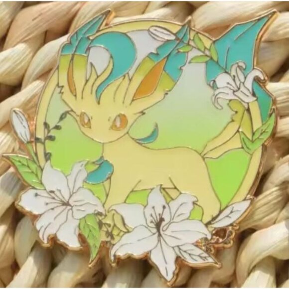 Leafeon Lily Blossom Pokémon Enamel Pin – Grass Type Nature’s Beauty - Picture 4 of 4